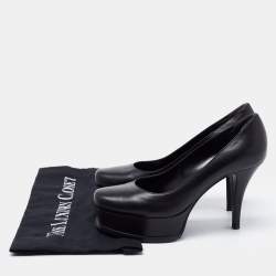 Pre Owned Fendi Black Leather Fendista Platform Pumps Size 37