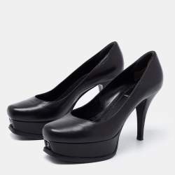Fendi Black Leather Fendista Platform Pumps Size 37