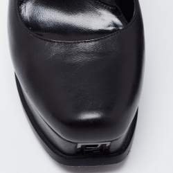 Pre Owned Fendi Black Leather Fendista Platform Pumps Size 37