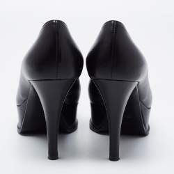 Pre Owned Fendi Black Leather Fendista Platform Pumps Size 37