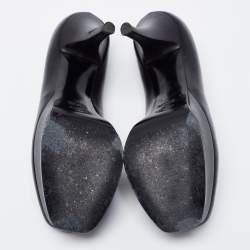 Pre Owned Fendi Black Leather Fendista Platform Pumps Size 37