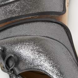 Pre Owned Fendi Metallic Glitter Fabric Fendista Peep Toe Slingback Pumps Size 38.5