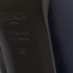 Pre Owned Fendi Navy Blue Leather Buckle Detail Ankle Length Platform Boots Size 38