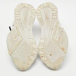 Pre Owned Fendi White/Grey Leather and Mesh Flow Low Top Sneakers Size 39.5