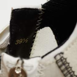 Pre Owned Fendi White/Grey Leather and Mesh Flow Low Top Sneakers Size 39.5