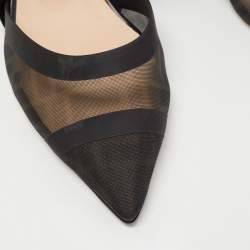 Pre Owned Fendi Black Mesh and Leather Colibri Slingback Pumps Size 39