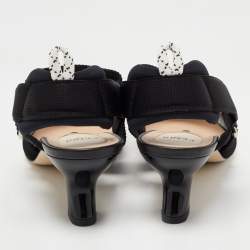 Pre Owned Fendi Black Mesh and Leather Colibri Slingback Pumps Size 39
