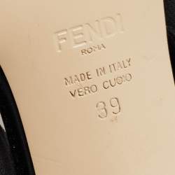 Pre Owned Fendi Black Mesh and Leather Colibri Slingback Pumps Size 39