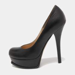 Pre Owned Fendi Black Leather Fendista Platform Pumps Size 38
