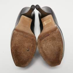 Pre Owned Fendi Black Leather Fendista Platform Pumps Size 38