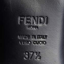 Pre Owned Fendi Black/Brown Zucca Mesh and Fabric Colibri Slingback Flats Size 37.5