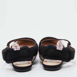 Pre Owned Fendi Black/Brown Zucca Mesh and Fabric Colibri Slingback Flats Size 37.5