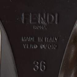 Pre Owned Fendi Brown Zucca Coated Canvas Motif Logo Wedge Ankle Strap Sandals Size 36