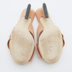 Fendi Beige Leather Bow Tie Karligraphy Slide Sandals Size 39
