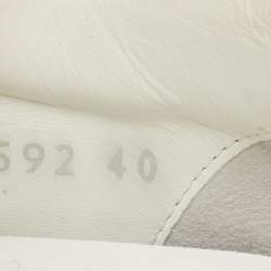 مملوكة مسبقًا Fendi  Blue Leather Scalloped Logo Rockoko Slip On Sneakers Size 40