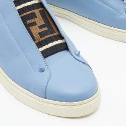 Pre Owned Fendi Blue Leather Rockoko Slip On Sneakers Size 40