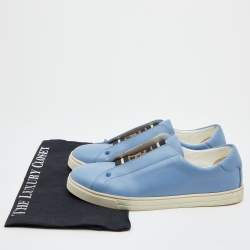 Pre Owned Fendi Blue Leather Rockoko Slip On Sneakers Size 40