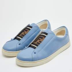 Pre Owned Fendi Blue Leather Rockoko Slip On Sneakers Size 40