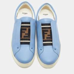 Pre Owned Fendi Blue Leather Rockoko Slip On Sneakers Size 40