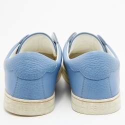 Pre Owned Fendi Blue Leather Rockoko Slip On Sneakers Size 40
