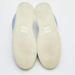 Pre Owned Fendi Blue Leather Rockoko Slip On Sneakers Size 40