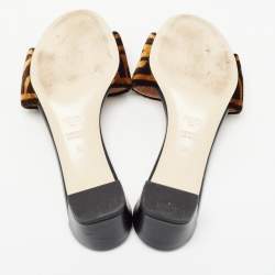 Pre Owned Fendi Brown Zucca Velvet Slide Sandals Size 36