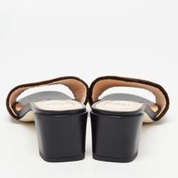 Pre Owned Fendi Brown Zucca Velvet Slide Sandals Size 36