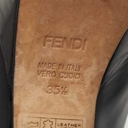 Pre Owned Fendi Black Leather Fendista Peep Toe Platform Slingback Pumps Size 35.5