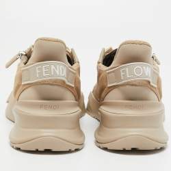 Pre Owned Fendi Brown Suede and Leather Flow  Low Top Sneakers Size 39