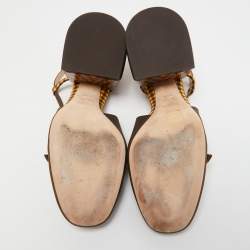 Pre Owned Fendi Two Tone Checkered Fabric Promenade Slingback Loafer Pumps Size 39.5