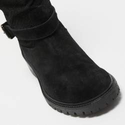 Pre Owned Fendi Black Suede Calf Length Boots  Size 40.5