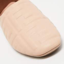 Fendi Peach FF Embossed Leather Collapsible Ballet Flats Size 40