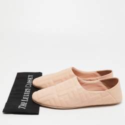Fendi Peach FF Embossed Leather Collapsible Ballet Flats Size 40