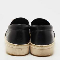 Pre Owned Fendi Black Leather and Shearling Fur FF Fflynn Sneakers Size 39