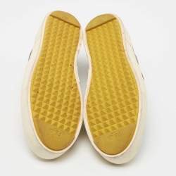 Pre Owned Fendi Black Leather and Shearling Fur FF Fflynn Sneakers Size 39