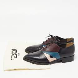 Fendi Black Leather Monster Eye Lace Up Oxfords Size 36