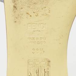 Pre Owned Fendi Blue Patent Leather Flowerland Flat Slides Size 38.5