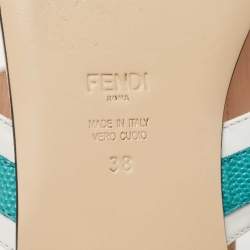 Fendi Multicolor Lizard Embossed and Leather Studded Ankle Cuff Flat Sandals Size 38
