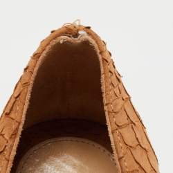 Fendi Tan Python Embossed Leather Superstar Platform Pumps Size 40