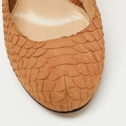 Fendi Tan Python Embossed Leather Superstar Platform Pumps Size 40