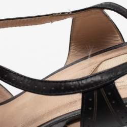 Pre Owned Fendi Black Leather Chameleon Ankle Strap Sandals Size 41 