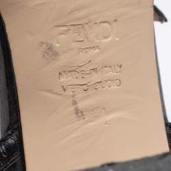 Pre Owned Fendi Black Leather Chameleon Ankle Strap Sandals Size 41 