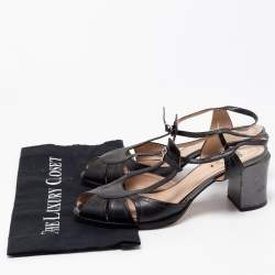 Pre Owned Fendi Black Leather Chameleon Ankle Strap Sandals Size 41 