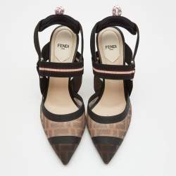 Pre Owned Fendi Multicolor Canvas and Mesh Colibri Pumps Size 39