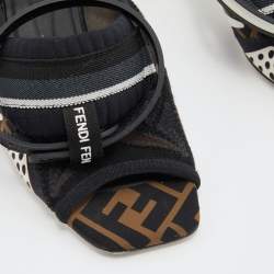 Fendi Black Neoprene And Mesh Freedom FF Patchwork Slingback Sandals Size 38