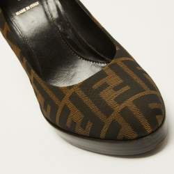 Fendi Two Tone Zucca Canvas Platform Pumps Size 39