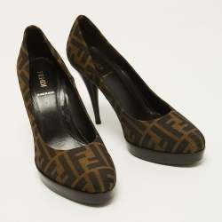 Fendi Two Tone Zucca Canvas Platform Pumps Size 39