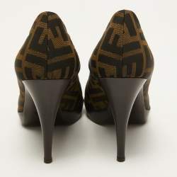 Fendi Two Tone Zucca Canvas Platform Pumps Size 39