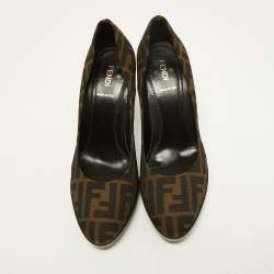 Fendi Two Tone Zucca Canvas Platform Pumps Size 39
