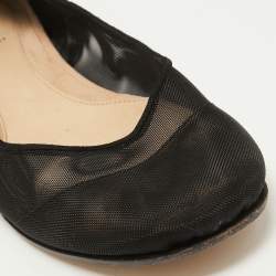 Pre Owned Fendi Black Mesh and Suede Ballet Flats Size 40